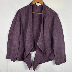 Coldwater Creek Classic Women Linen Open Jacket PM Purple Breathable Lagenlook